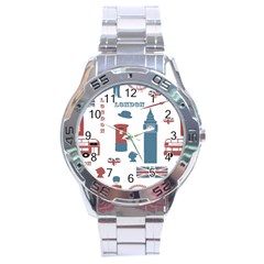 London Icons Symbols Landmark Stainless Steel Analogue Watch by Celenk