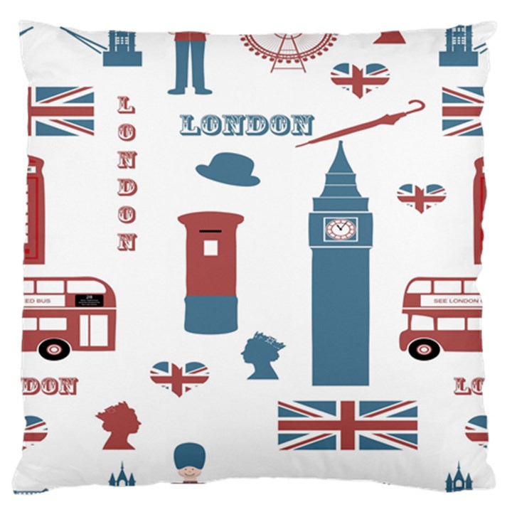 London Icons Symbols Landmark Large Flano Cushion Case (Two Sides)