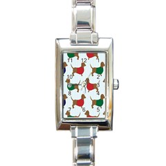 Dachshund Dog Cartoon Art Rectangle Italian Charm Watch