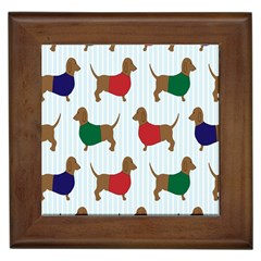 Dachshund Dog Cartoon Art Framed Tiles