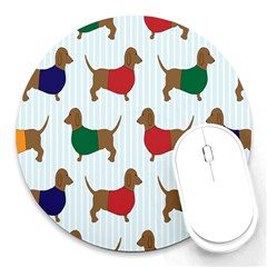 Dachshund Dog Cartoon Art Round Mousepads