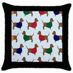 Dachshund Dog Cartoon Art Throw Pillow Case (Black)