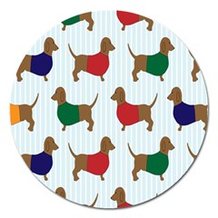 Dachshund Dog Cartoon Art Magnet 5  (Round)