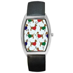 Dachshund Dog Cartoon Art Barrel Style Metal Watch