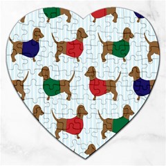 Dachshund Dog Cartoon Art Jigsaw Puzzle (Heart)