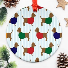 Dachshund Dog Cartoon Art Round Ornament (Two Sides)