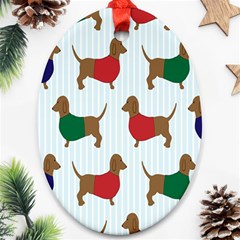 Dachshund Dog Cartoon Art Oval Ornament (Two Sides)