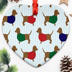 Dachshund Dog Cartoon Art Heart Ornament (Two Sides)