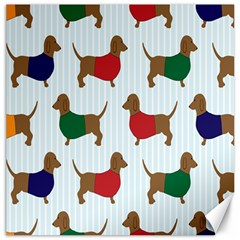 Dachshund Dog Cartoon Art Canvas 12  x 12  