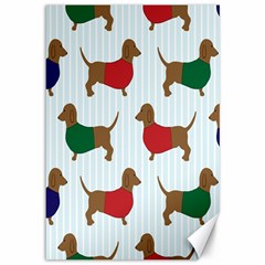 Dachshund Dog Cartoon Art Canvas 12  x 18  