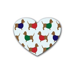 Dachshund Dog Cartoon Art Rubber Coaster (Heart) 