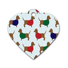 Dachshund Dog Cartoon Art Dog Tag Heart (one Side) by Celenk