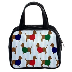 Dachshund Dog Cartoon Art Classic Handbags (2 Sides)