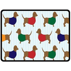 Dachshund Dog Cartoon Art Fleece Blanket (Large) 