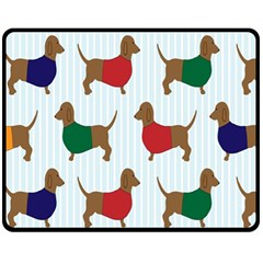 Dachshund Dog Cartoon Art Fleece Blanket (Medium) 