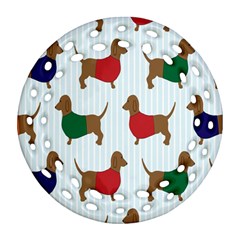 Dachshund Dog Cartoon Art Ornament (Round Filigree)