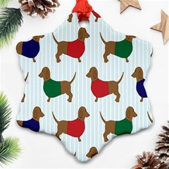 Dachshund Dog Cartoon Art Snowflake Ornament (Two Sides)