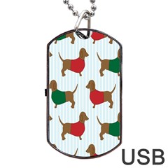 Dachshund Dog Cartoon Art Dog Tag USB Flash (One Side)