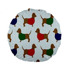 Dachshund Dog Cartoon Art Standard 15  Premium Round Cushions