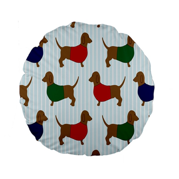 Dachshund Dog Cartoon Art Standard 15  Premium Round Cushions