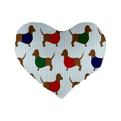 Dachshund Dog Cartoon Art Standard 16  Premium Heart Shape Cushions