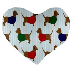 Dachshund Dog Cartoon Art Large 19  Premium Heart Shape Cushions