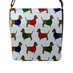 Dachshund Dog Cartoon Art Flap Messenger Bag (L) 