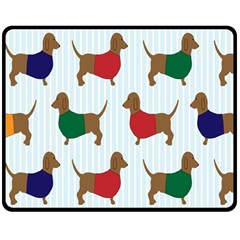 Dachshund Dog Cartoon Art Double Sided Fleece Blanket (Medium) 