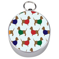 Dachshund Dog Cartoon Art Silver Compasses