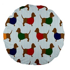 Dachshund Dog Cartoon Art Large 18  Premium Flano Round Cushions