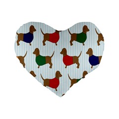 Dachshund Dog Cartoon Art Standard 16  Premium Flano Heart Shape Cushions