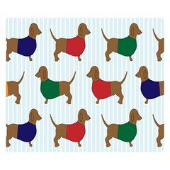 Dachshund Dog Cartoon Art Double Sided Flano Blanket (Small) 