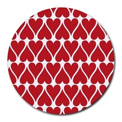 Hearts Pattern Seamless Red Love Round Mousepads by Celenk