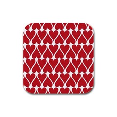 Hearts Pattern Seamless Red Love Rubber Square Coaster (4 Pack) 