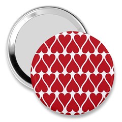 Hearts Pattern Seamless Red Love 3  Handbag Mirrors by Celenk