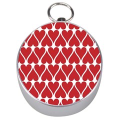 Hearts Pattern Seamless Red Love Silver Compasses by Celenk