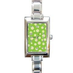 Daisy Flowers Floral Wallpaper Rectangle Italian Charm Watch by Celenk