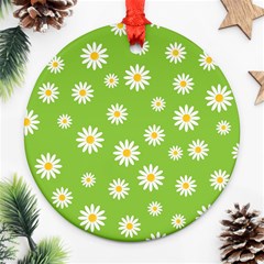 Daisy Flowers Floral Wallpaper Ornament (round) by Celenk