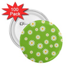 Daisy Flowers Floral Wallpaper 2 25  Buttons (100 Pack)  by Celenk