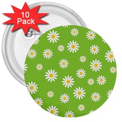 Daisy Flowers Floral Wallpaper 3  Buttons (10 Pack)  by Celenk