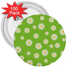 Daisy Flowers Floral Wallpaper 3  Buttons (100 Pack)  by Celenk