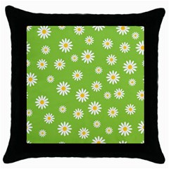 Daisy Flowers Floral Wallpaper Throw Pillow Case (black) by Celenk