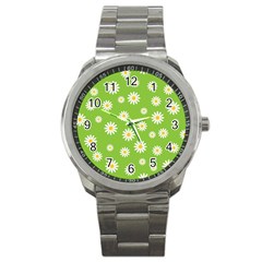 Daisy Flowers Floral Wallpaper Sport Metal Watch by Celenk