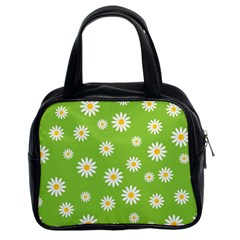 Daisy Flowers Floral Wallpaper Classic Handbags (2 Sides) by Celenk