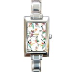 Floral Backdrop Pattern Flower Rectangle Italian Charm Watch Front