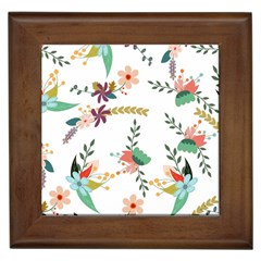 Floral Backdrop Pattern Flower Framed Tiles by Celenk