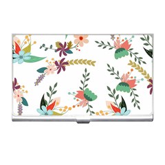 Floral Backdrop Pattern Flower Business Card Holders by Celenk