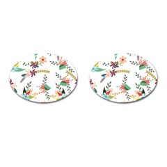 Floral Backdrop Pattern Flower Cufflinks (oval) by Celenk