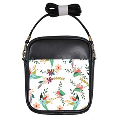 Floral Backdrop Pattern Flower Girls Sling Bags by Celenk