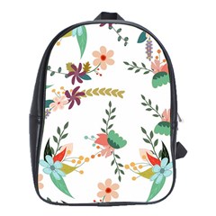 Floral Backdrop Pattern Flower School Bag (xl) by Celenk